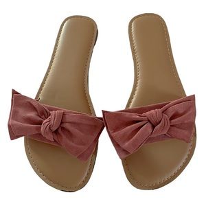 Womens Pink Ribbon Slide Sandals 🎀